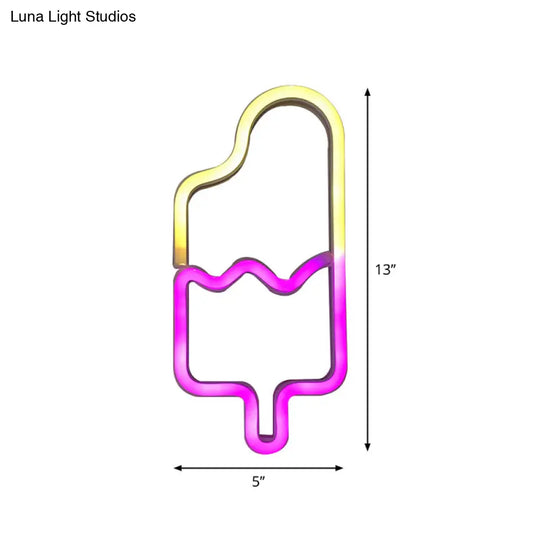 Simplicity Led White Wall Night Light For Ice Cream Lovers - Battery Powered