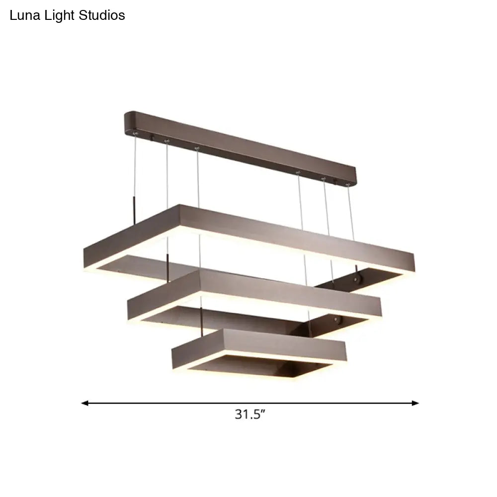 Simplicity Metal Chandelier Led Pendant Lamp In Brown Small/Large - Layered Tapered Design For