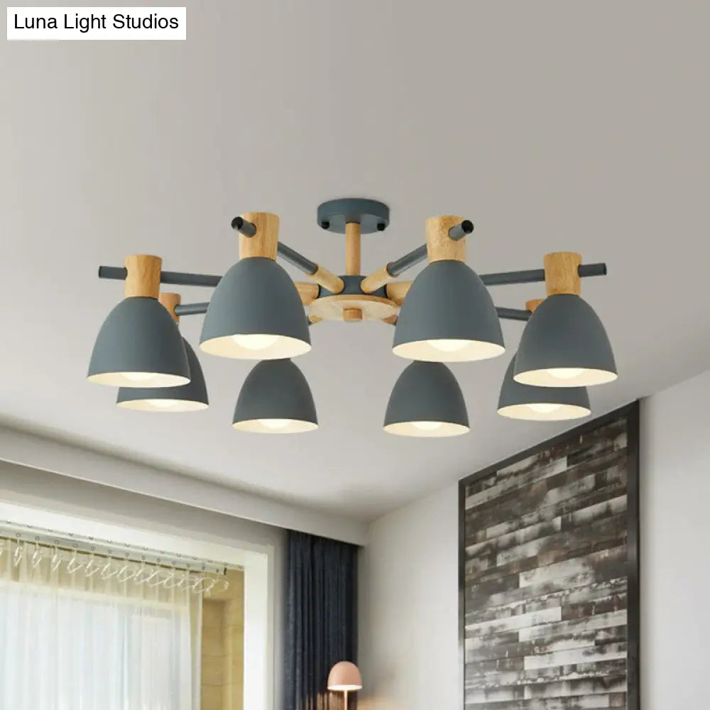 Simplicity Metal Dome Ceiling Semi Flush Mount For Living Room Lighting 8 / Grey