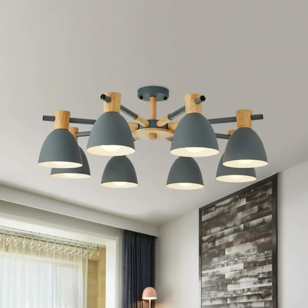 Simplicity Metal Dome Ceiling Semi Flush Mount For Living Room Lighting 8 / Grey