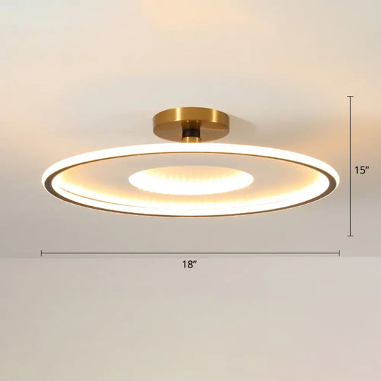 Simplicity Metal Led Ceiling Light | Disc Semi Flush Mount Fixture For Bedrooms Black - White /