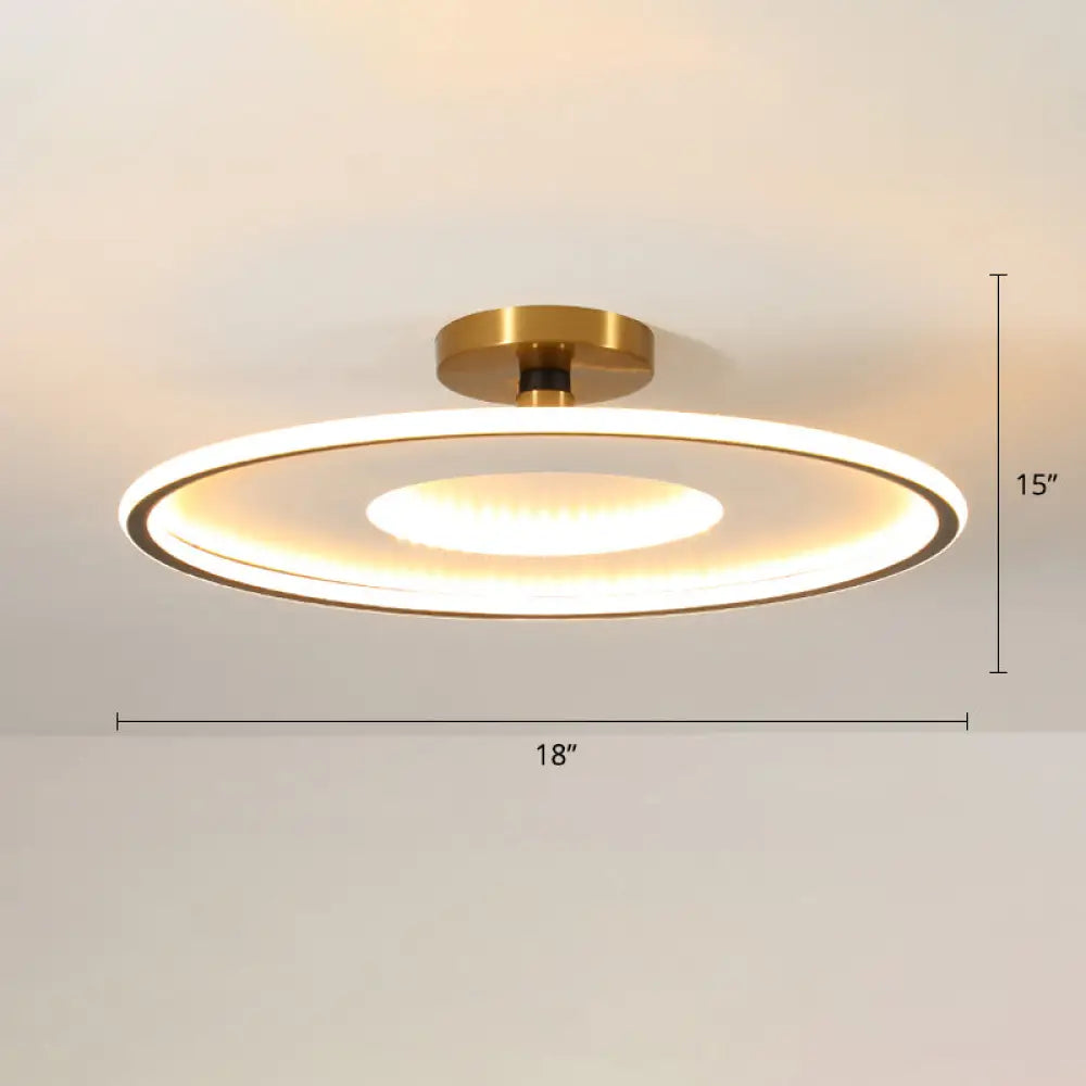 Simplicity Metal Led Ceiling Light | Disc Semi Flush Mount Fixture For Bedrooms Black - White /