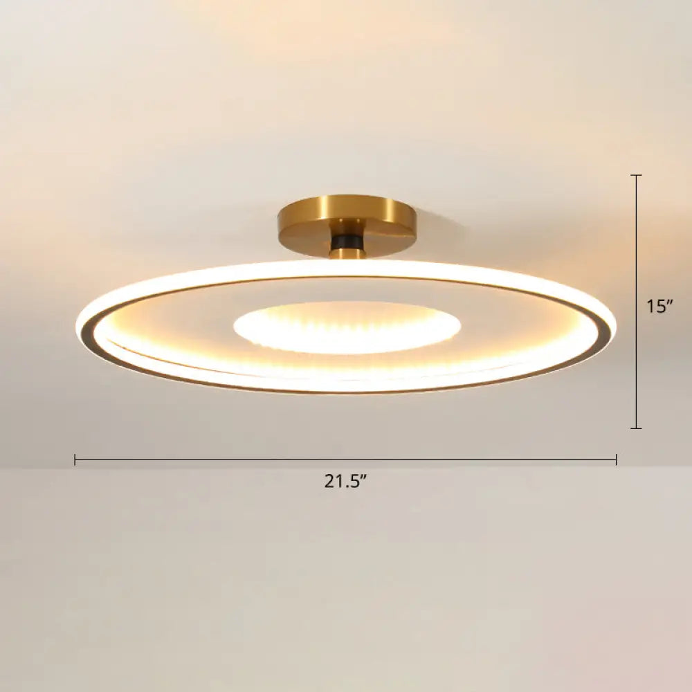 Simplicity Metal Led Ceiling Light | Disc Semi Flush Mount Fixture For Bedrooms Black - White /