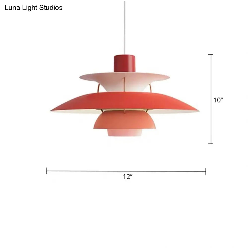 Simplicity Metal Pendulum Light For Dining Room Ceiling - Tiered Design With 1 Head Suspension