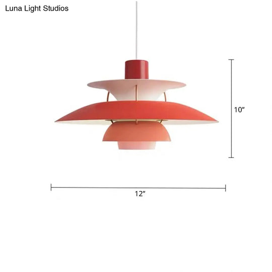 Simplicity Metal Pendulum Light For Dining Room Ceiling - Tiered Design With 1 Head Suspension