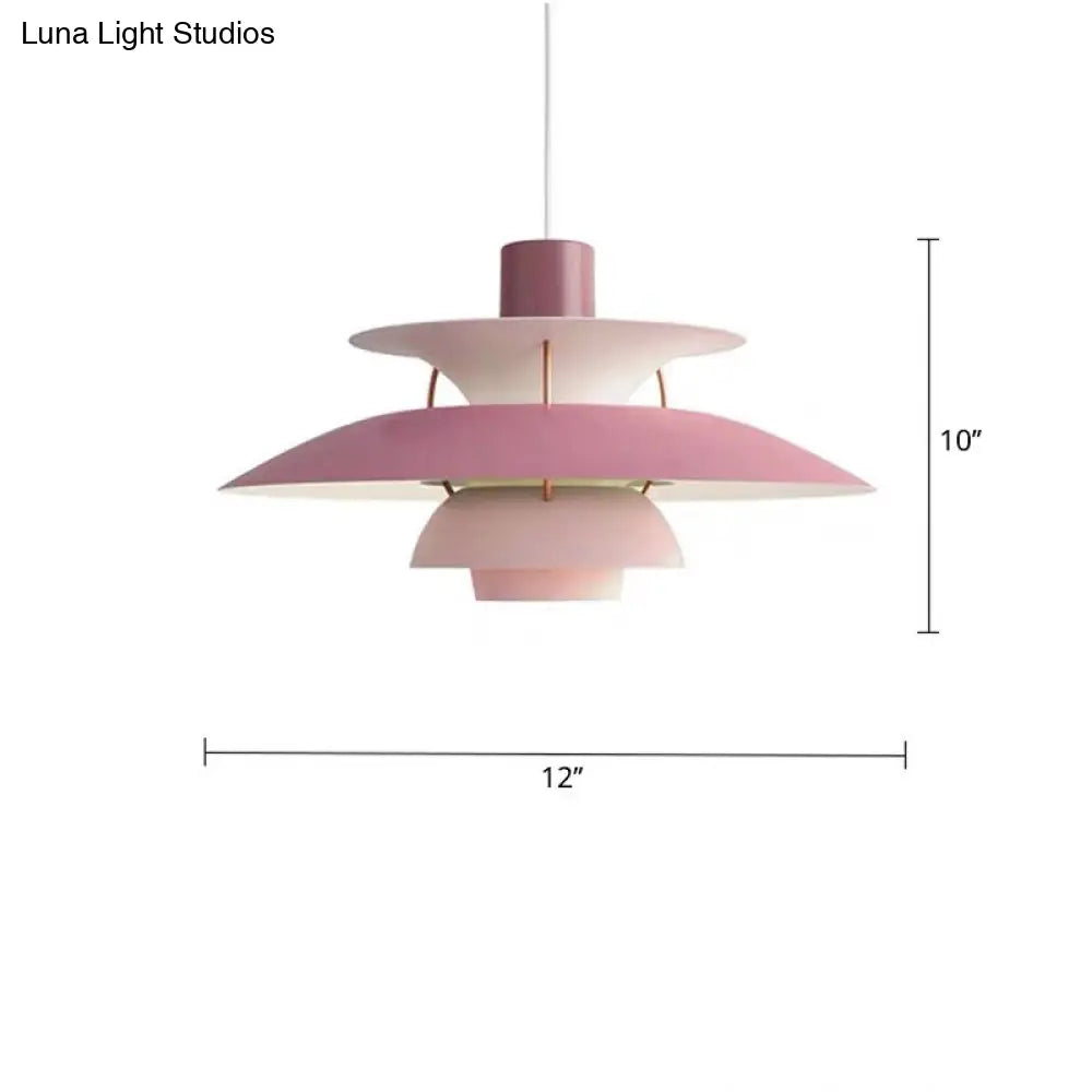 Sleek Metal Pendulum Ceiling Lamp With Tiered Design For Dining Room