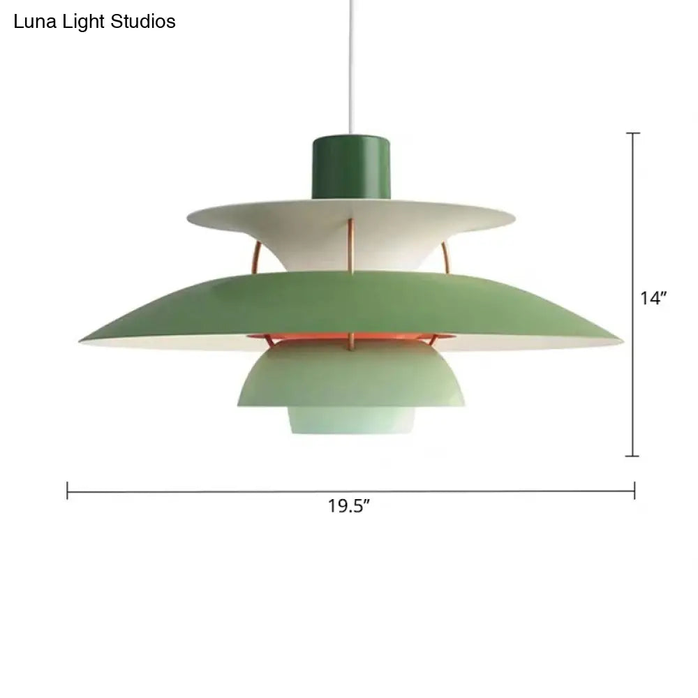 Simplicity Metal Pendulum Light For Dining Room Ceiling - Tiered Design With 1 Head Suspension