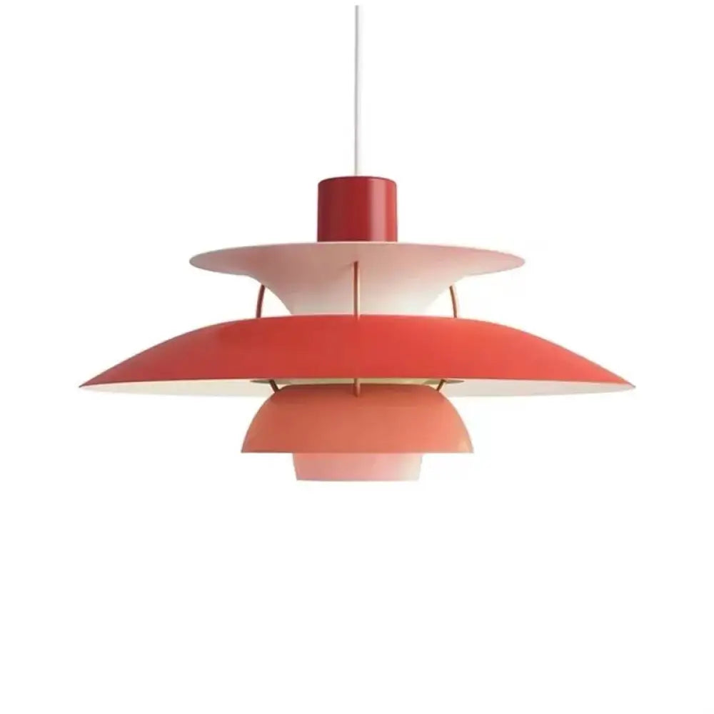 Simplicity Metal Pendulum Light For Dining Room Ceiling - Tiered Design With 1 Head Suspension Red