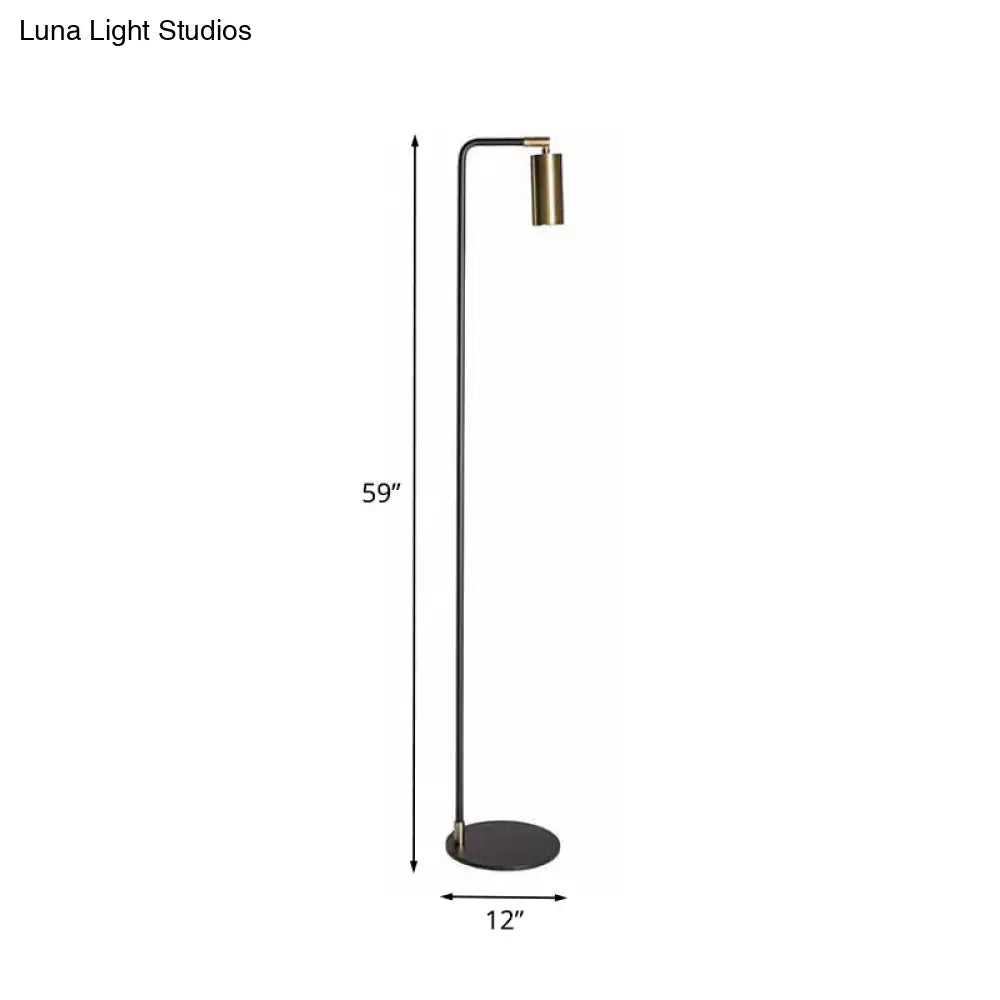 Simplicity Metallic 1 Head Bedside Floor Reading Lamp In Black And Gold