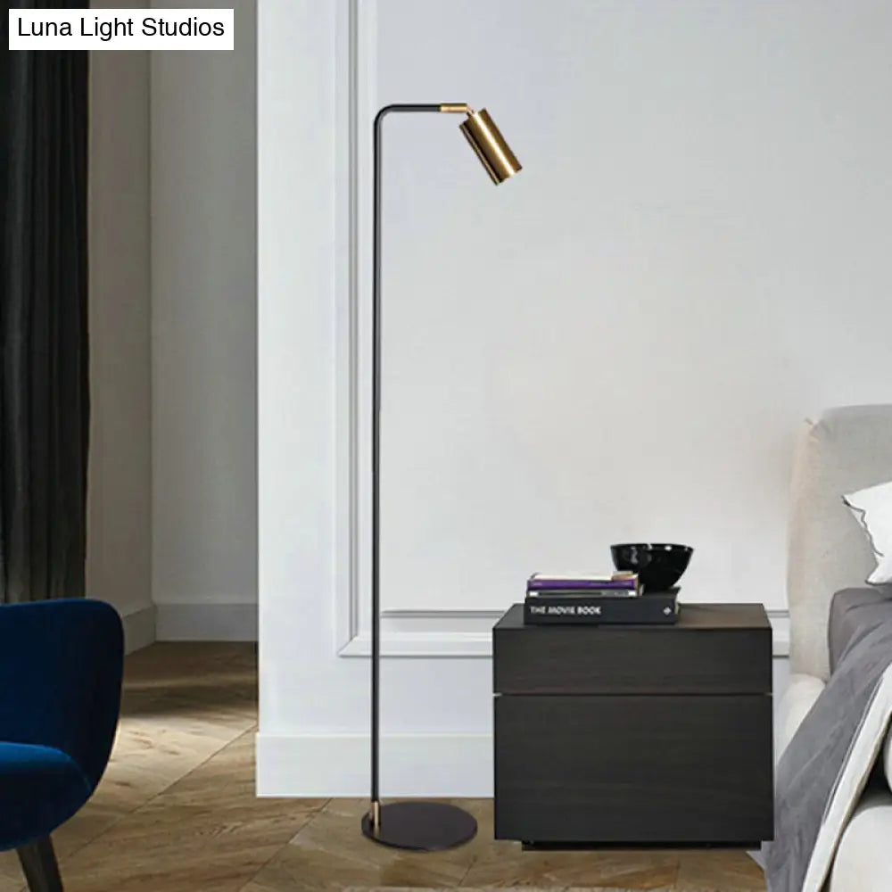 Simplicity Metallic 1 Head Bedside Floor Reading Lamp In Black And Gold