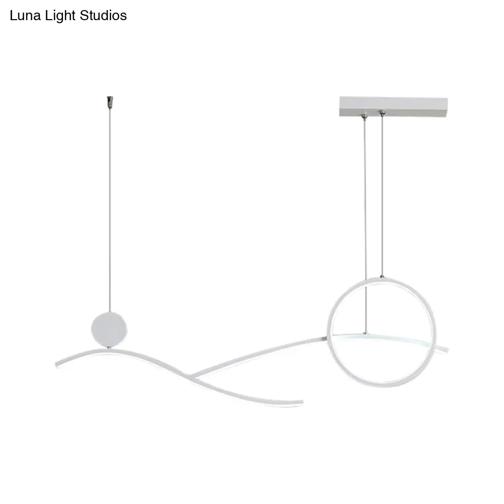 Simplicity Metallic Led Hanging Chandelier - Circle And Branch Down Lighting In Warm/White Light