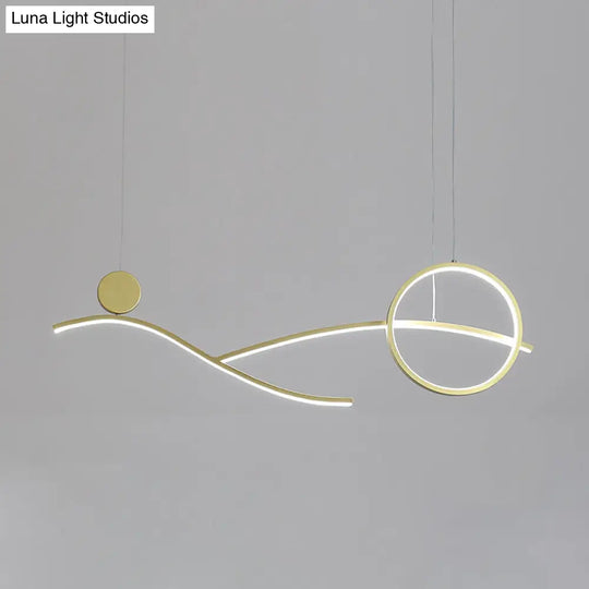 Simplicity Metallic Led Hanging Chandelier - Circle And Branch Down Lighting In Warm/White Light