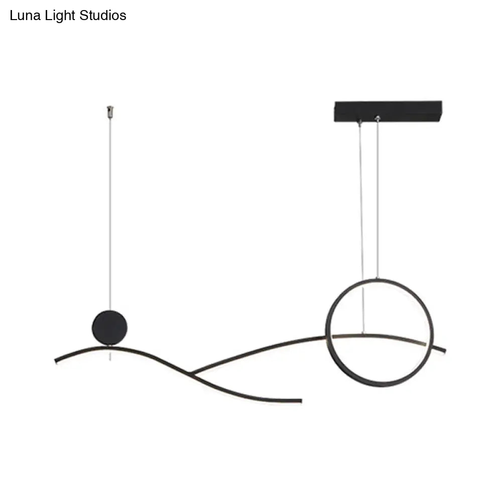 Simplicity Metallic Led Hanging Chandelier: Circle & Branch Down Lighting Black/White/Gold