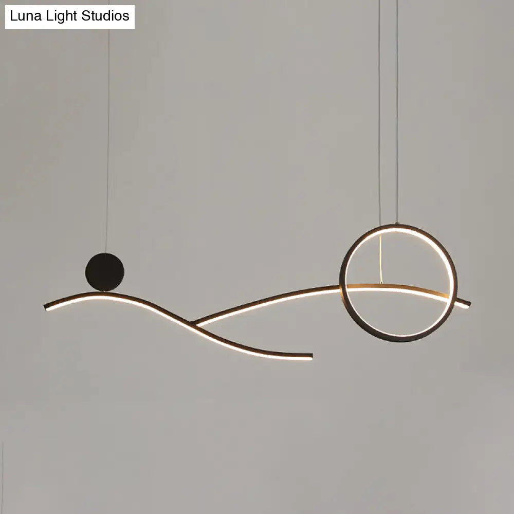 Simplicity Metallic Led Hanging Chandelier - Circle And Branch Down Lighting In Warm/White Light