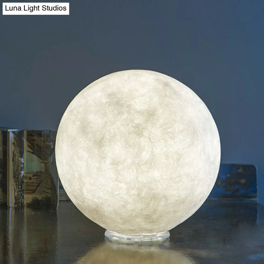 Simplicity Moon Sphere White Nightstand Lamp: Plastic 1-Light Bedroom Table Light