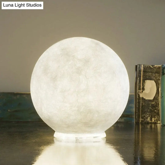 Simplicity Moon Sphere White Nightstand Lamp: Plastic 1-Light Bedroom Table Light