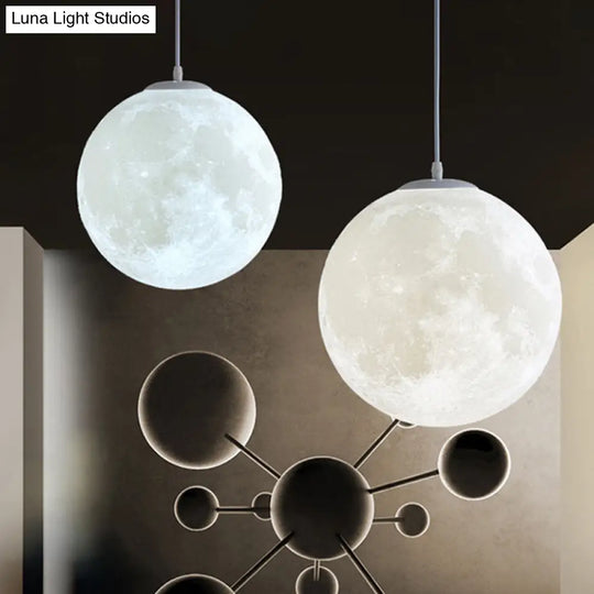 Simplicity Nordic Style Moon Hanging Pendant Light: Plastic Ceiling Fixture For Bedroom - 1-Light