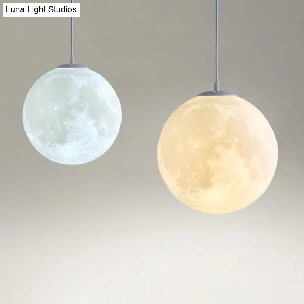 Simplicity Nordic Style Moon Hanging Pendant Light: Plastic Ceiling Fixture For Bedroom - 1-Light