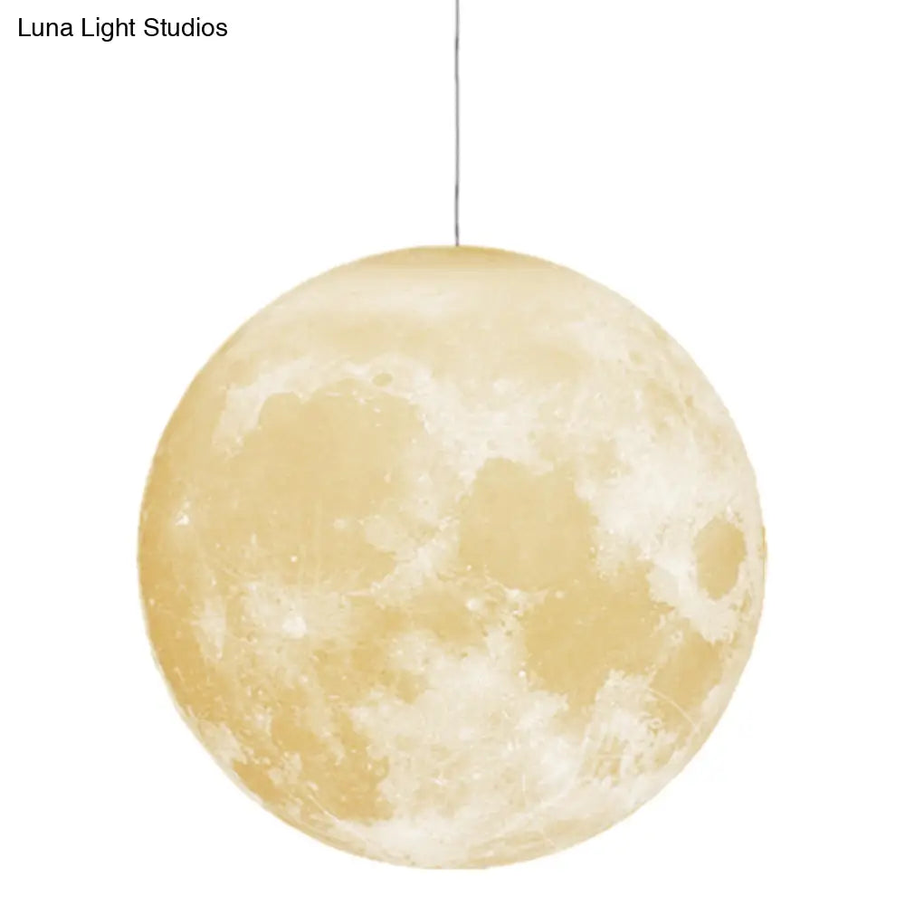 Simplicity Nordic Style Moon Hanging Pendant Light: Plastic Ceiling Fixture For Bedroom - 1-Light