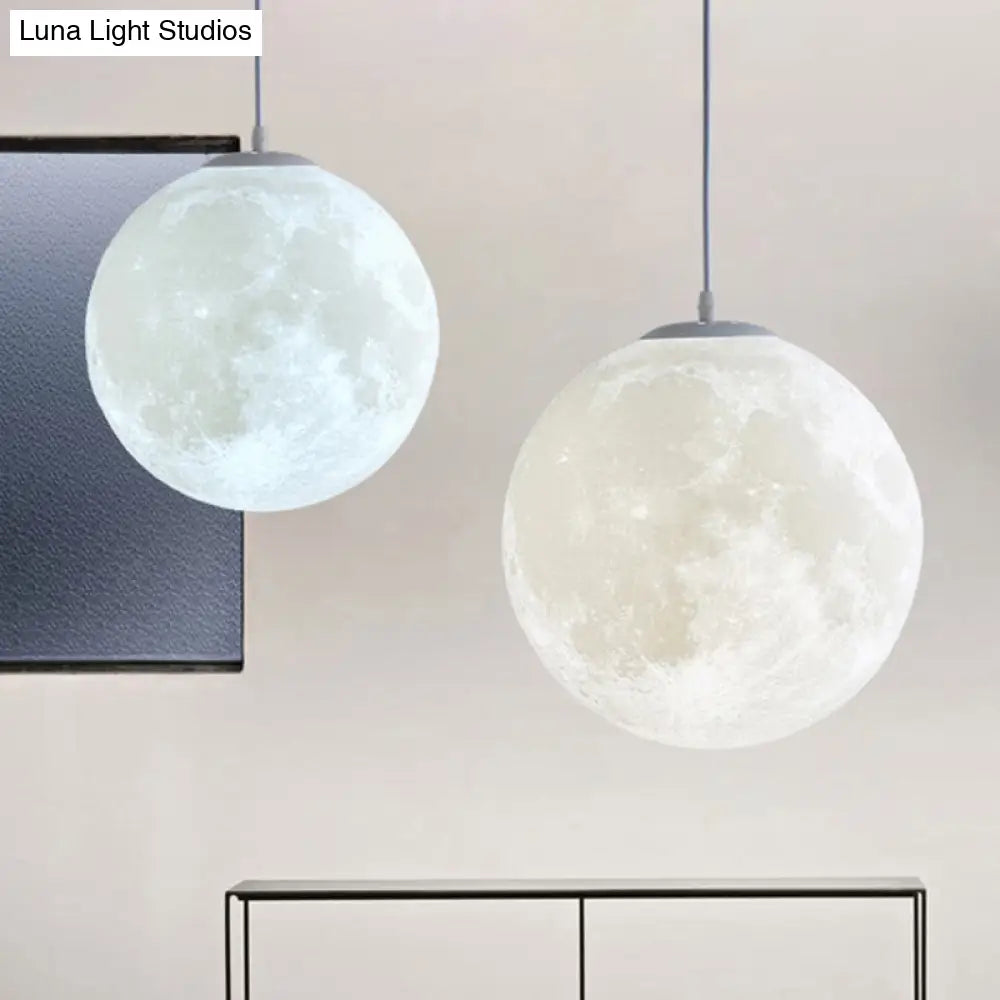 Simplicity Nordic Style Moon Hanging Pendant Light: Plastic Ceiling Fixture For Bedroom - 1-Light