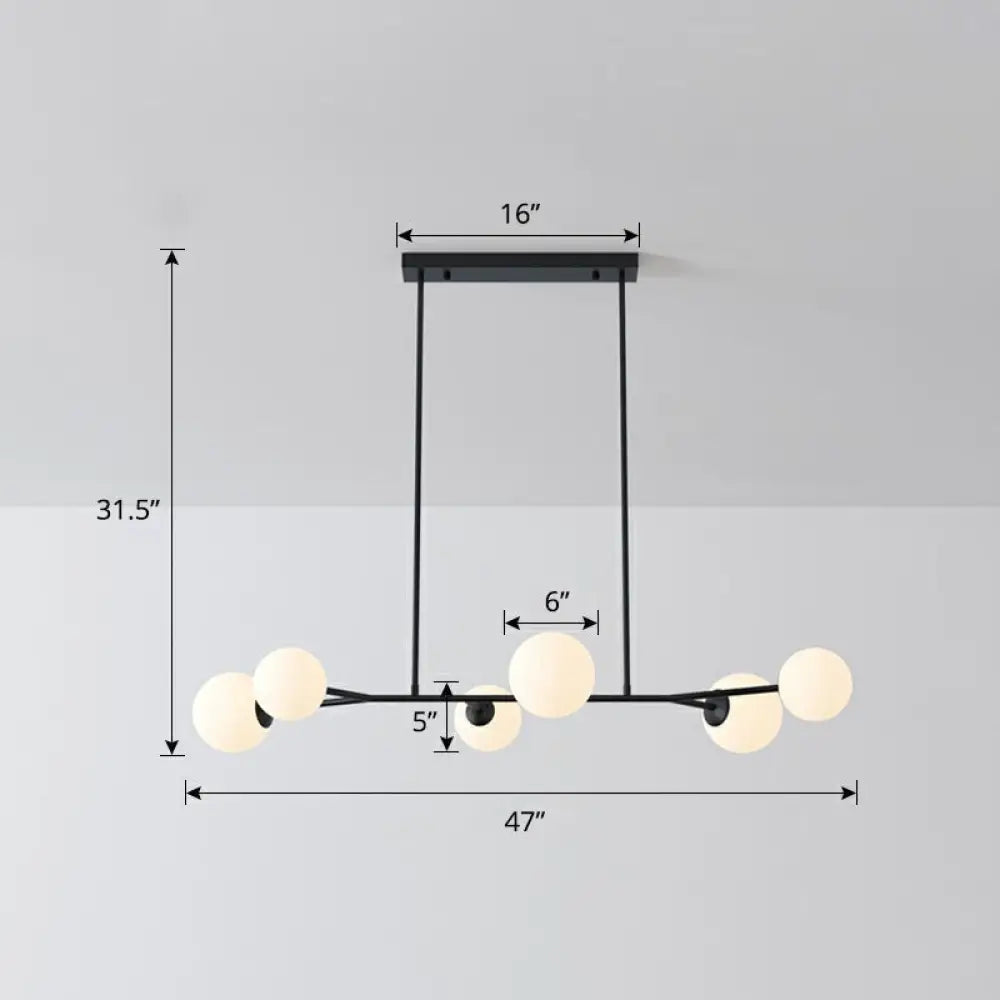 Simplicity Opal Glass Molecular Island Suspension Light For Dining Rooms 6 / Black