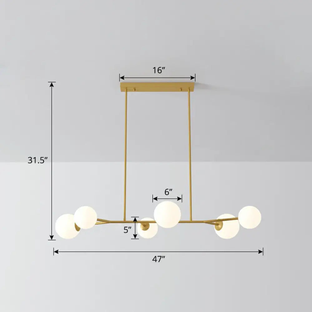 Simplicity Opal Glass Molecular Island Suspension Light For Dining Rooms 6 / Gold