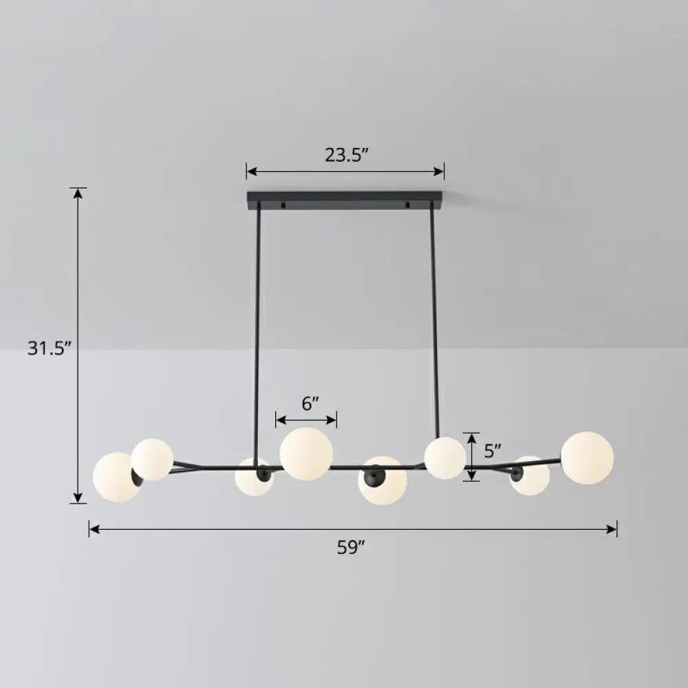 Simplicity Opal Glass Molecular Island Suspension Light For Dining Rooms 8 / Black