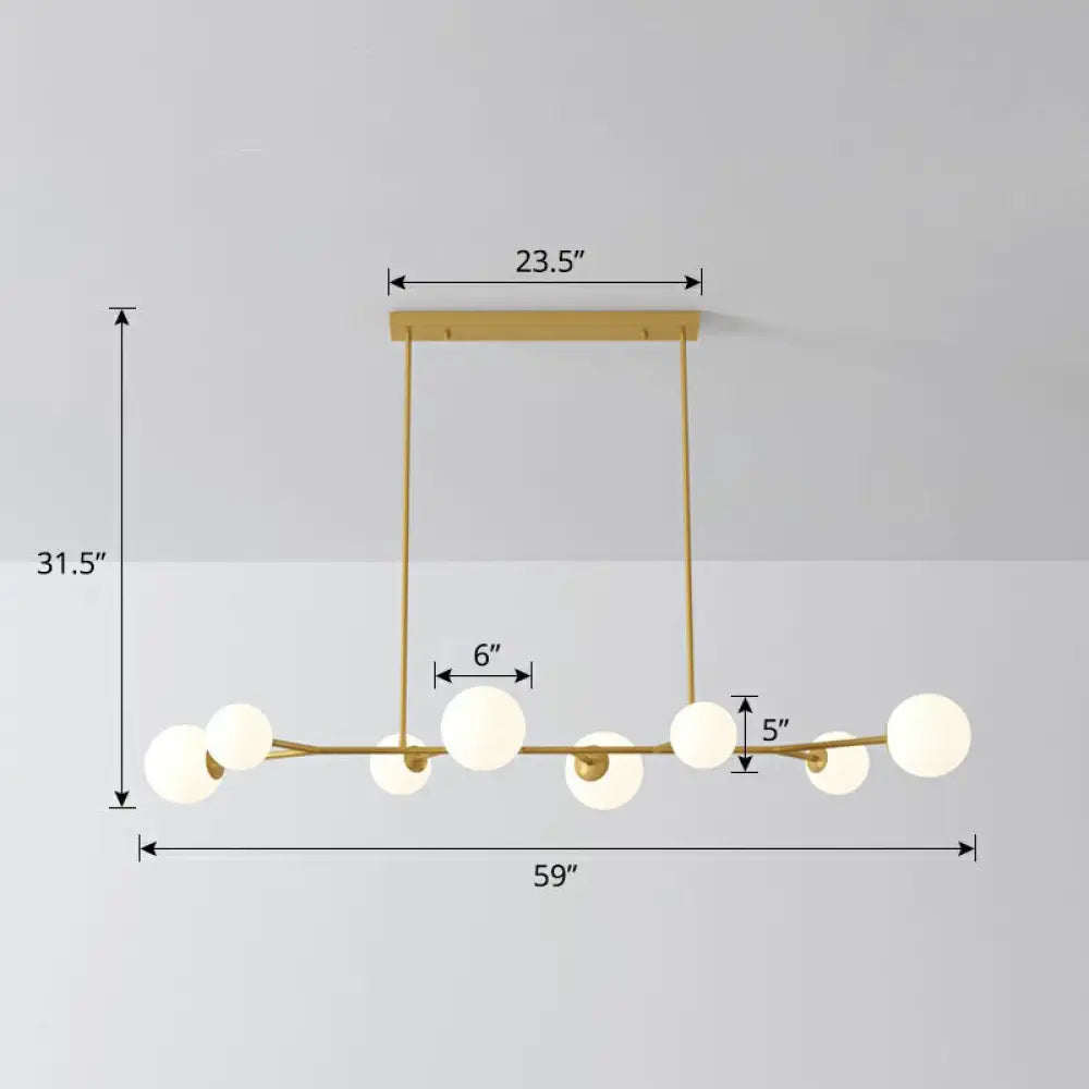 Simplicity Opal Glass Molecular Island Suspension Light For Dining Rooms 8 / Gold