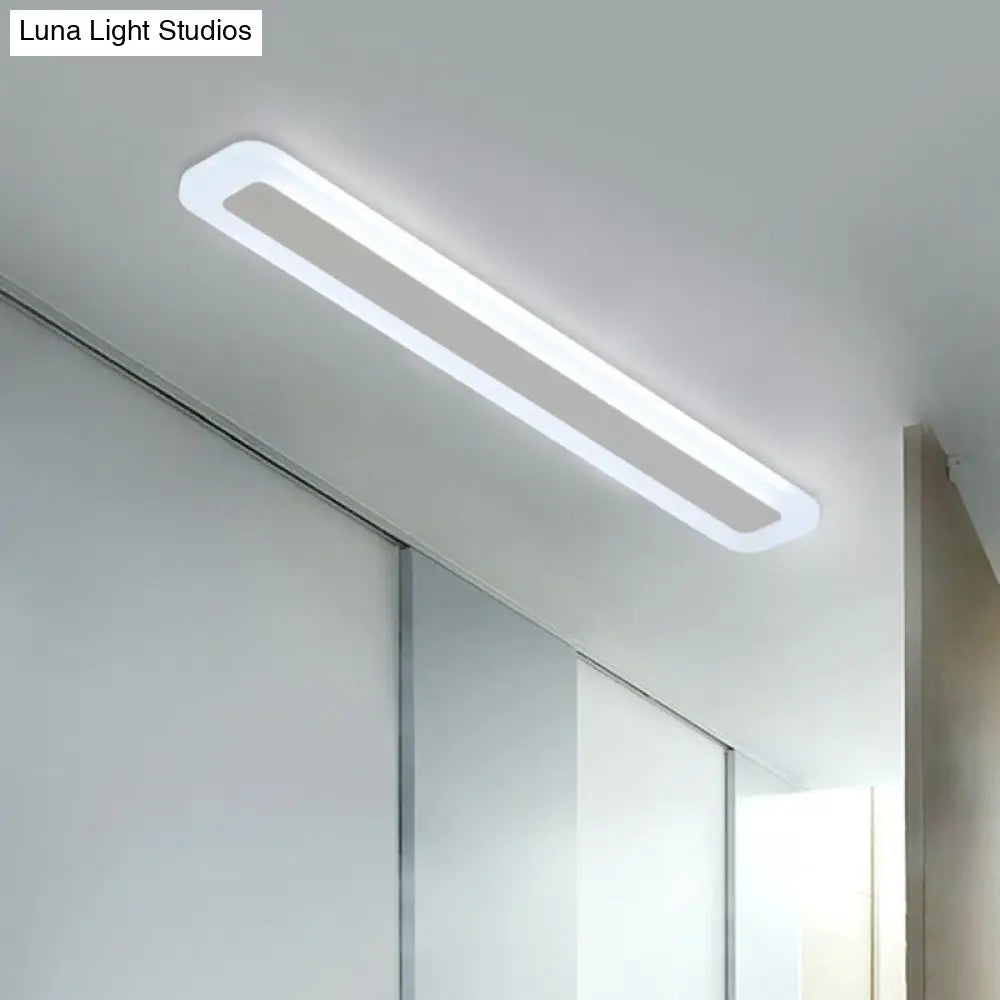 Simplicity Rectangle Led Flush Mount Light - Acrylic Living Room Ceiling Fixture In White / Small