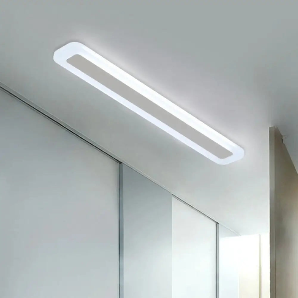 Simplicity Rectangle Led Flush Mount Light - Acrylic Living Room Ceiling Fixture In White / Small