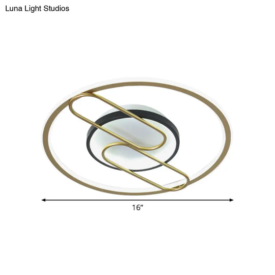 Simplicity Ring And Oval Led Ceiling Light In Gold 16/19.5 Wide - Ideal For Sleeping Rooms