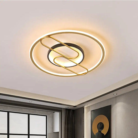 Simplicity Ring And Oval Led Ceiling Light In Gold 16’/19.5’ Wide - Ideal For Sleeping Rooms / 16’
