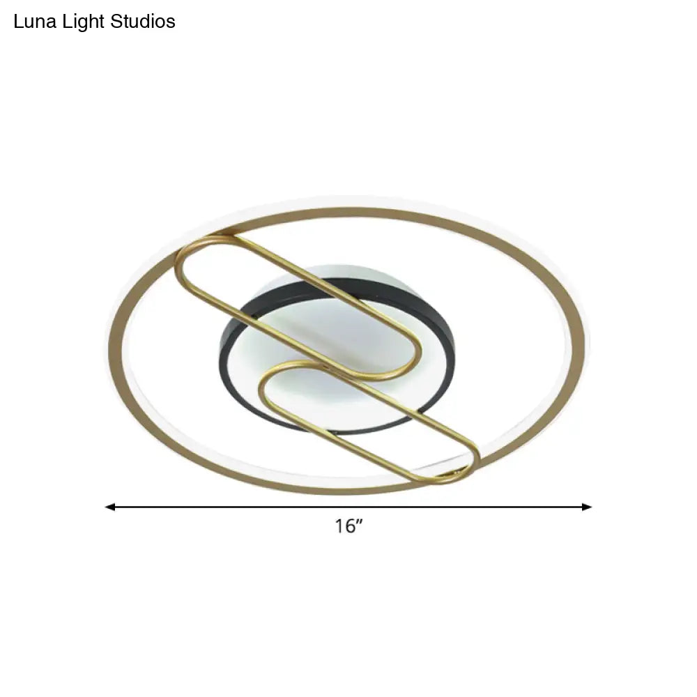 Simplicity Ring And Oval Led Ceiling Light In Gold 16/19.5 Wide - Ideal For Sleeping Rooms
