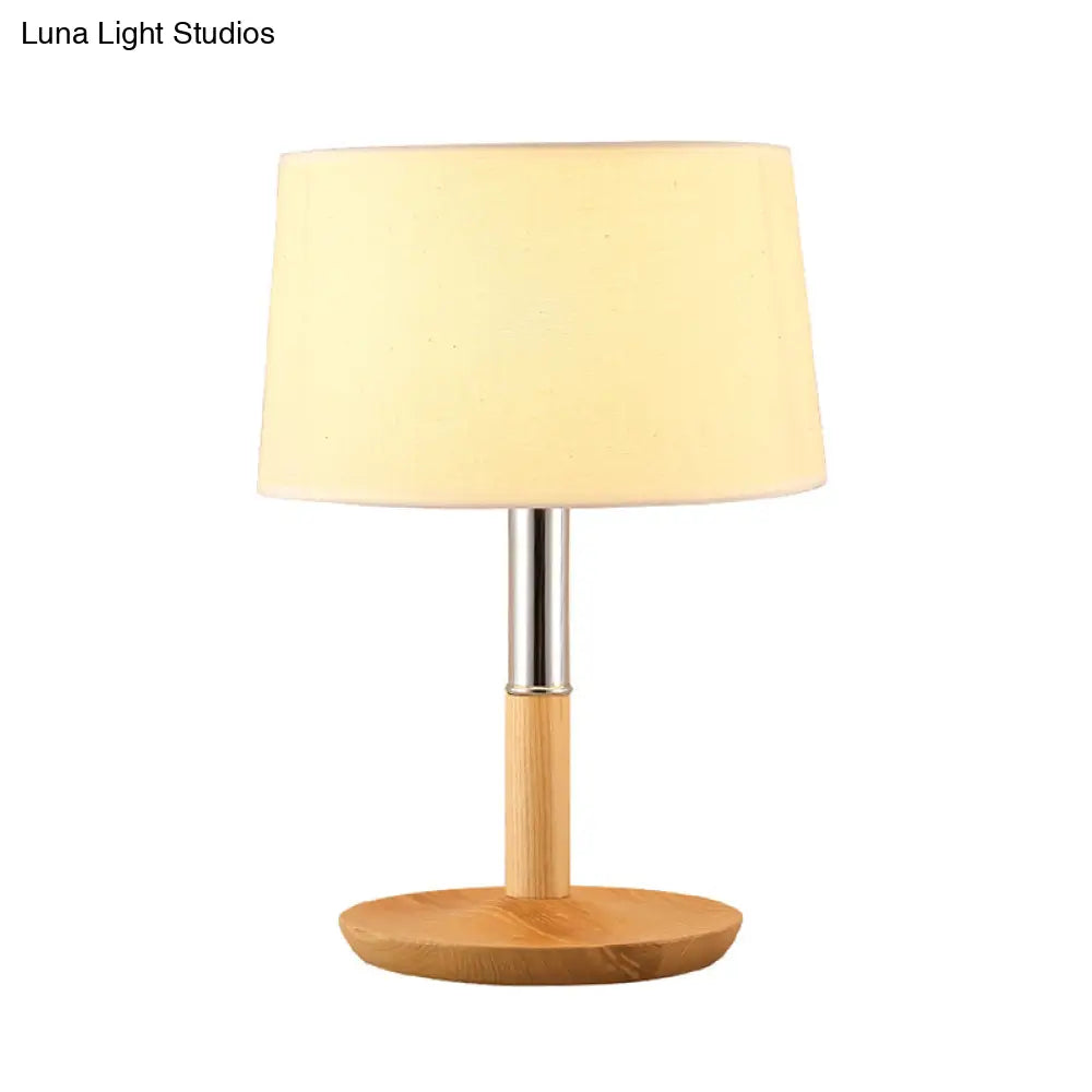 Simplicity Shaded Table Lamp: Fabric Shade 1-Light Night Light For Bedroom With Wooden Base