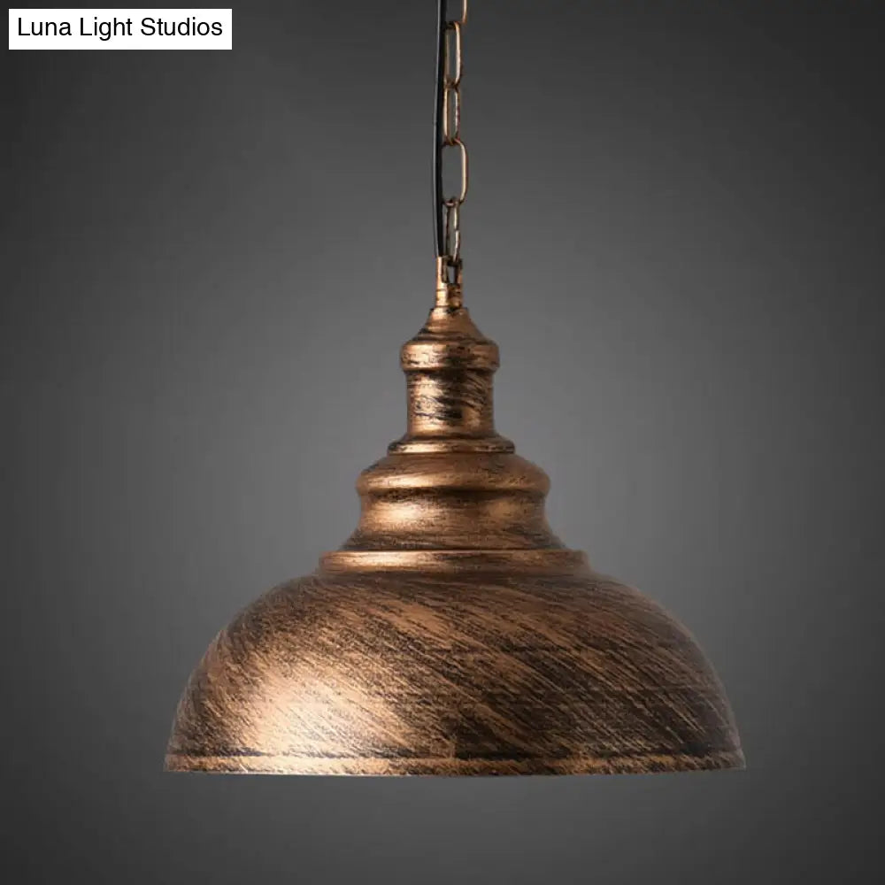 Simplicity Iron Pot Cover Hanging Lamp - Single-Bulb Restaurant Ceiling Lighting Fixture Bronze /