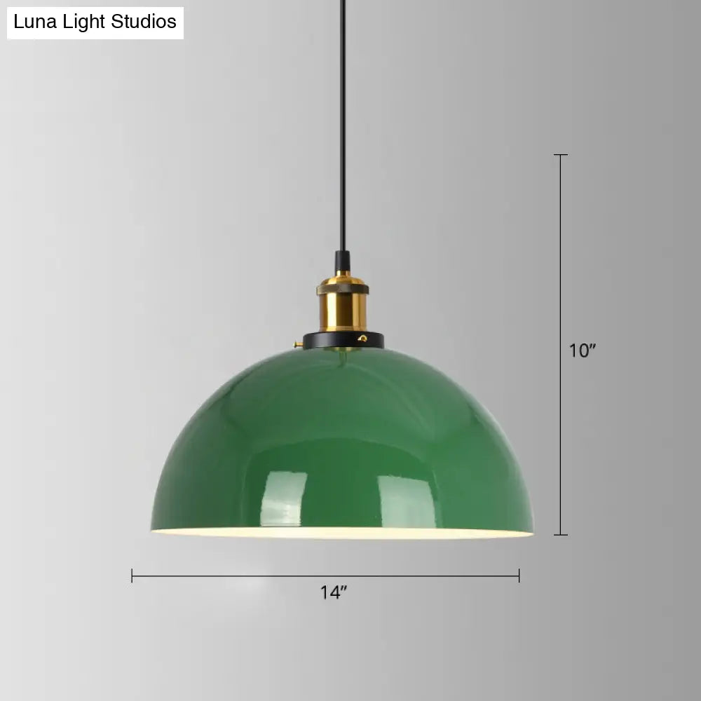 Simplicity Iron Pot Cover Hanging Lamp - Single-Bulb Restaurant Ceiling Lighting Fixture Green /