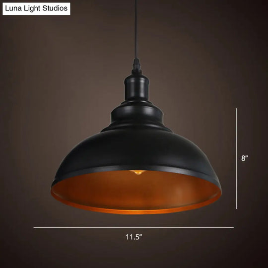 Simplicity Iron Pot Cover Hanging Lamp - Single-Bulb Restaurant Ceiling Lighting Fixture Black /
