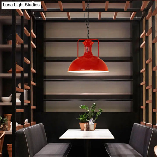 Simplicity Iron Pot Cover Hanging Lamp - Single-Bulb Restaurant Ceiling Lighting Fixture