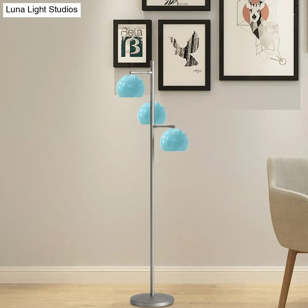 Simplicity Sphere-Shaped Metal Floor Lamp With 3 Heads In Black/White/Blue - Ideal For Living Room