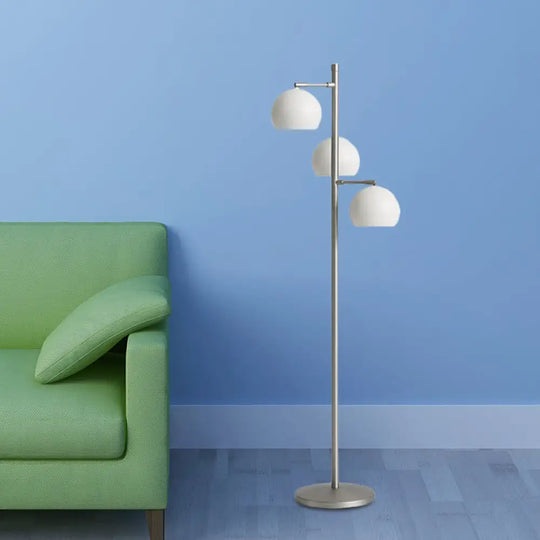 Simplicity Sphere-Shaped Metal Floor Lamp With 3 Heads In Black/White/Blue - Ideal For Living Room