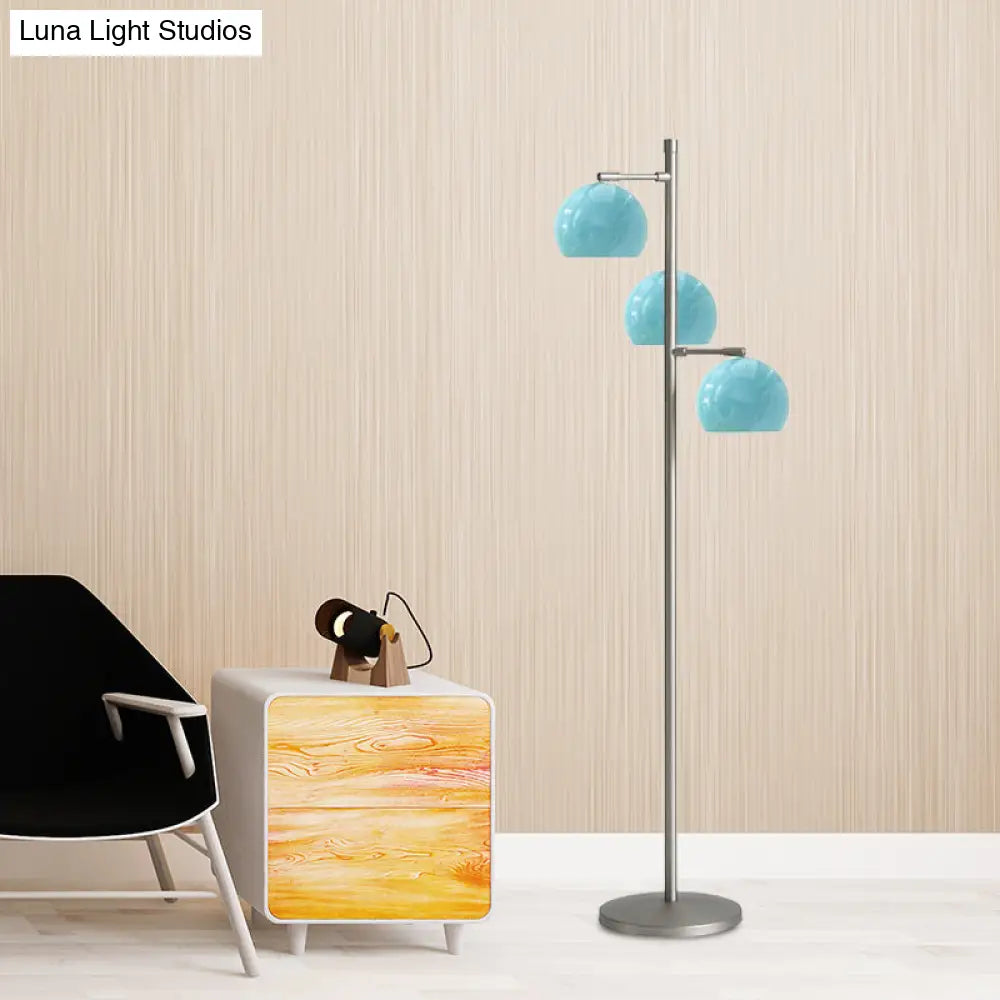 Simplicity Sphere-Shaped Metal Floor Lamp With 3 Heads In Black/White/Blue - Ideal For Living Room