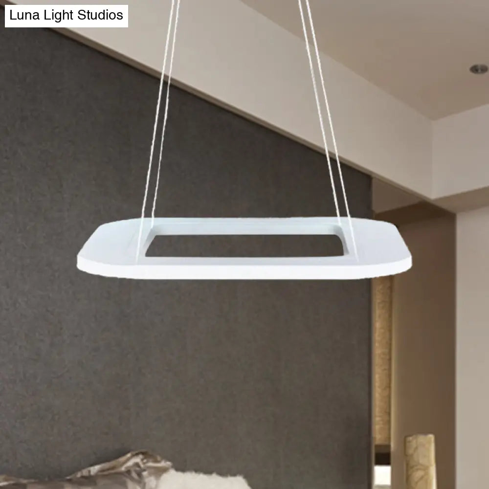 Simplicity Square Led Chandelier - Acrylic Office Pendant Light In Warm/White/Natural