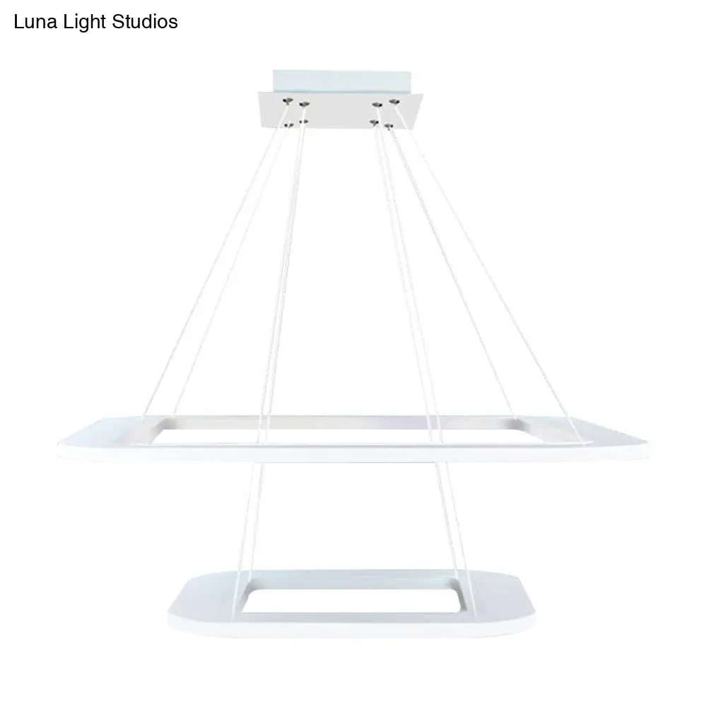 Simplicity Square Led Chandelier - Acrylic Office Pendant Light In Warm/White/Natural