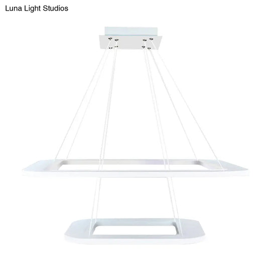 Simplicity Square Led Chandelier - Acrylic Office Pendant Light In Warm/White/Natural