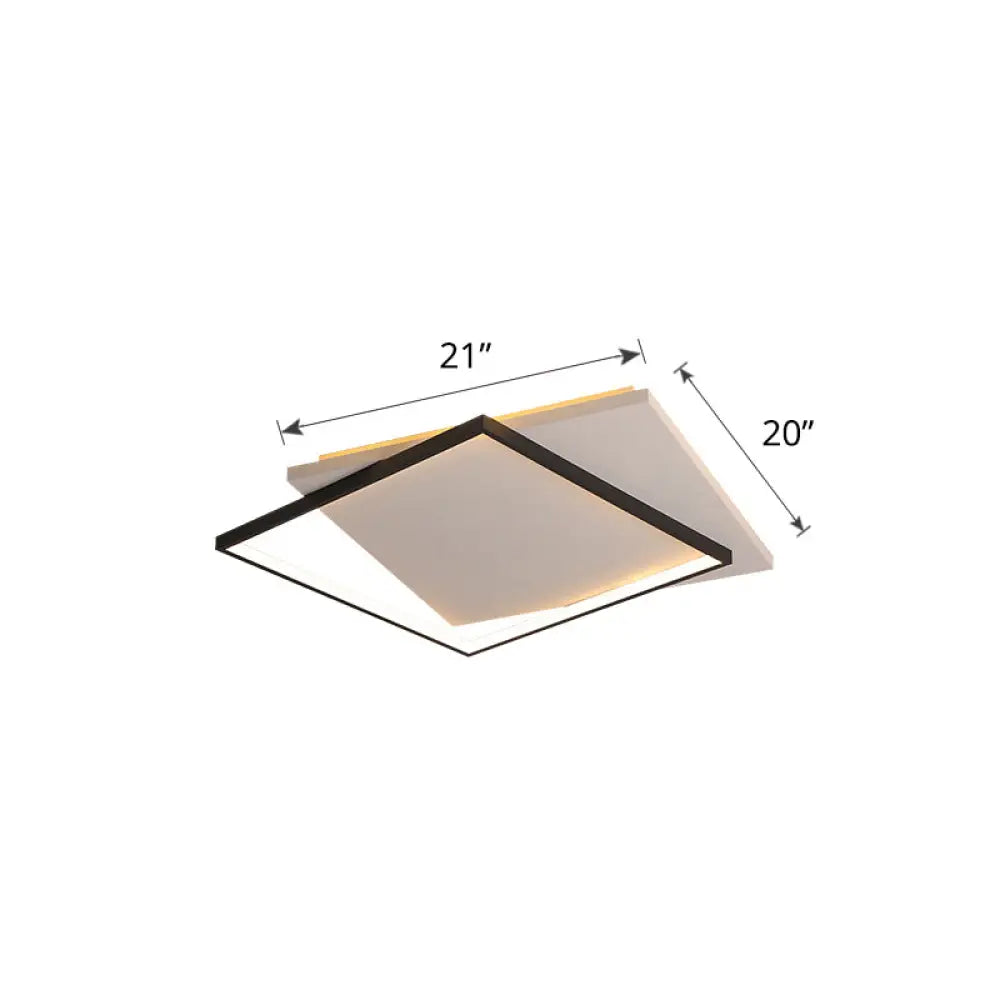 Simplicity Square Led Flush Mount Ceiling Light For Living Room - White-Black Acrylic Design White /