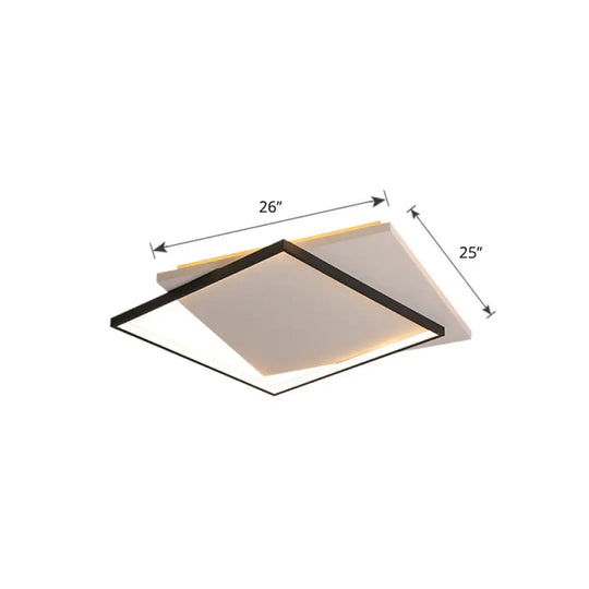 Simplicity Square Led Flush Mount Ceiling Light For Living Room - White-Black Acrylic Design White /