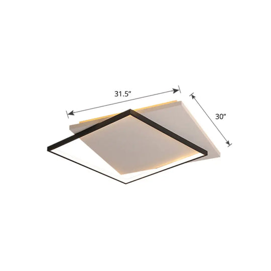 Simplicity Square Led Flush Mount Ceiling Light For Living Room - White-Black Acrylic Design White /