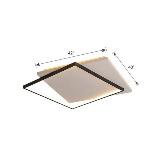 Simplicity Square Led Flush Mount Ceiling Light For Living Room - White-Black Acrylic Design White /