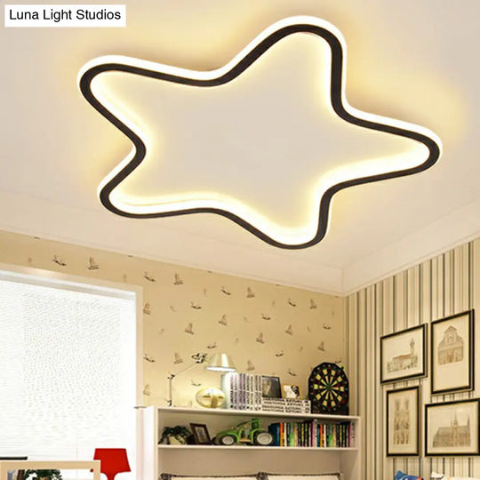 Simplicity Star Flush Mount Led Ceiling Light For Kids Room In Black Acrylic