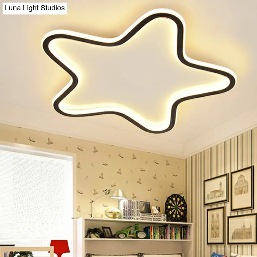 Simplicity Star Flush Mount Led Ceiling Light For Kids’ Room In Black Acrylic